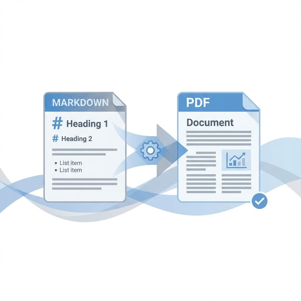 Markdown to PDF Conversion Illustration